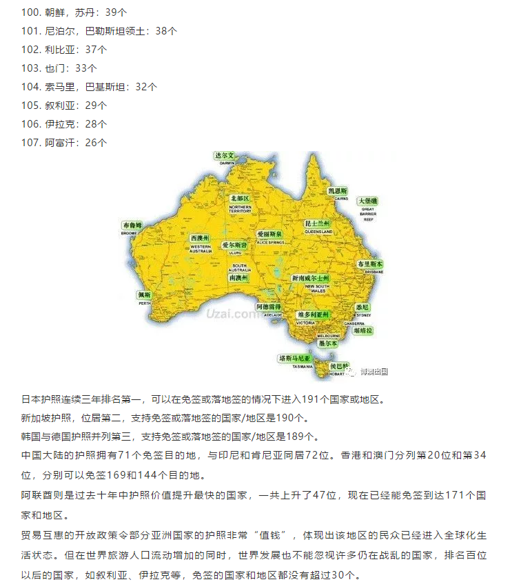 【博澳-澳大利亚】澳洲护照最新排名(图2)